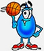 Stock Photography: Waterdrop Cartoon Character Spinning a Basketball On His Finger